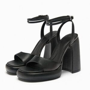 ZARA HIGH-HEEL PLATFORM SANDALS BLACK SIZE 6.5 | 3307/110